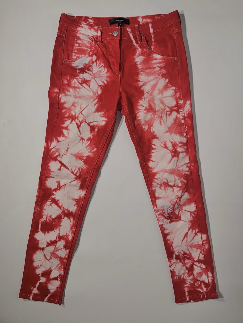 ISABEL MARANT RED TIE DYE EFFECT JEANS